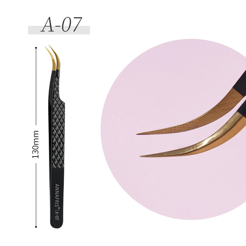 ANNAFRIS Pinzette per ciglia con punta in fibra di fascia alta acciaio inossidabile - A07 Lash Tweezer - immagine 8