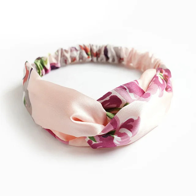 New Boho Women fasce morbide con stampa solida fasce per capelli elastiche con nodo incrociato Vintage turbante bandane fasce per capelli per ragazze accessori per capelli
