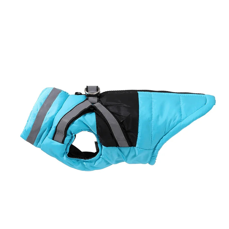 Cappotto per cani con imbracatura Vestiti caldi invernali di piccola taglia media - Blu S