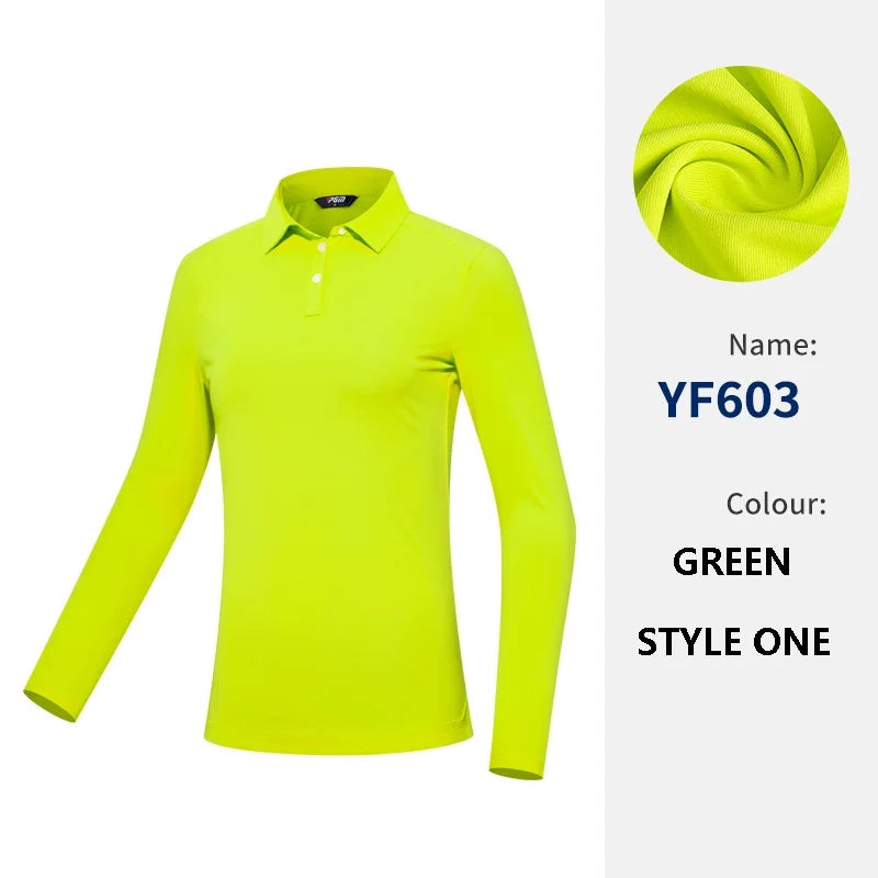 PGM Polo da golf donna ad alta elasticità T-shirt traspirante a maniche lunghe - immagine 9