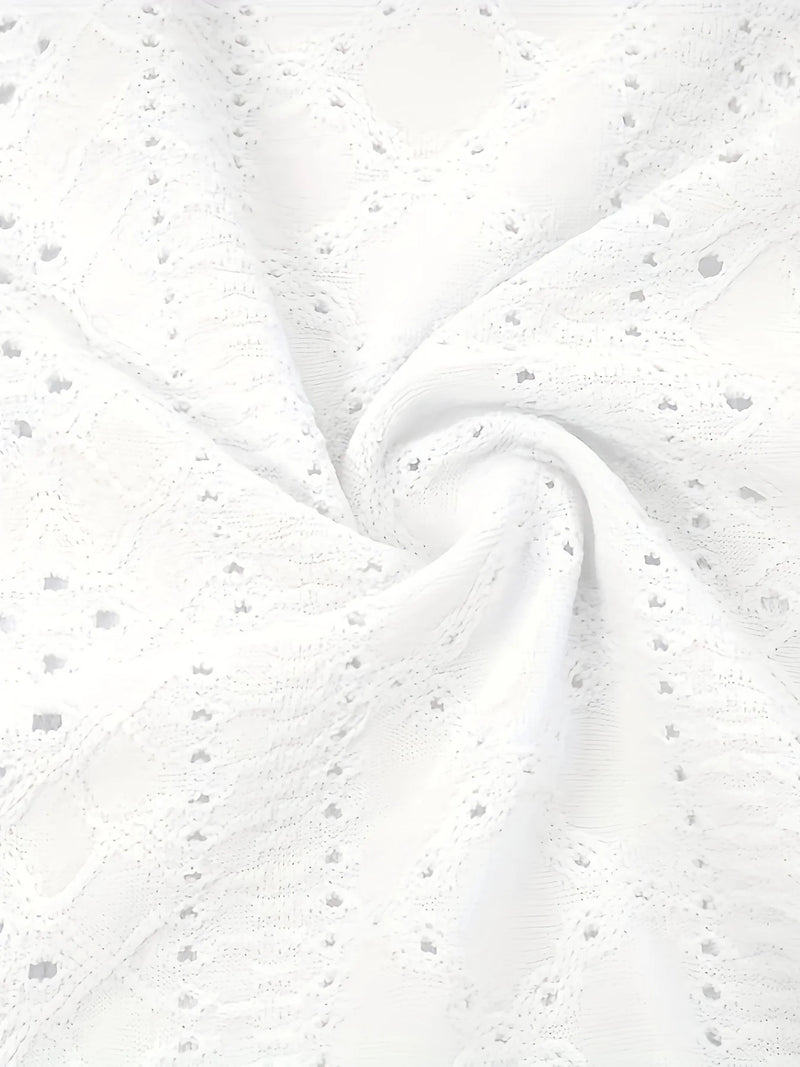 Top da donna con ricamo traforato spalline simmetriche fibbia - immagine 5