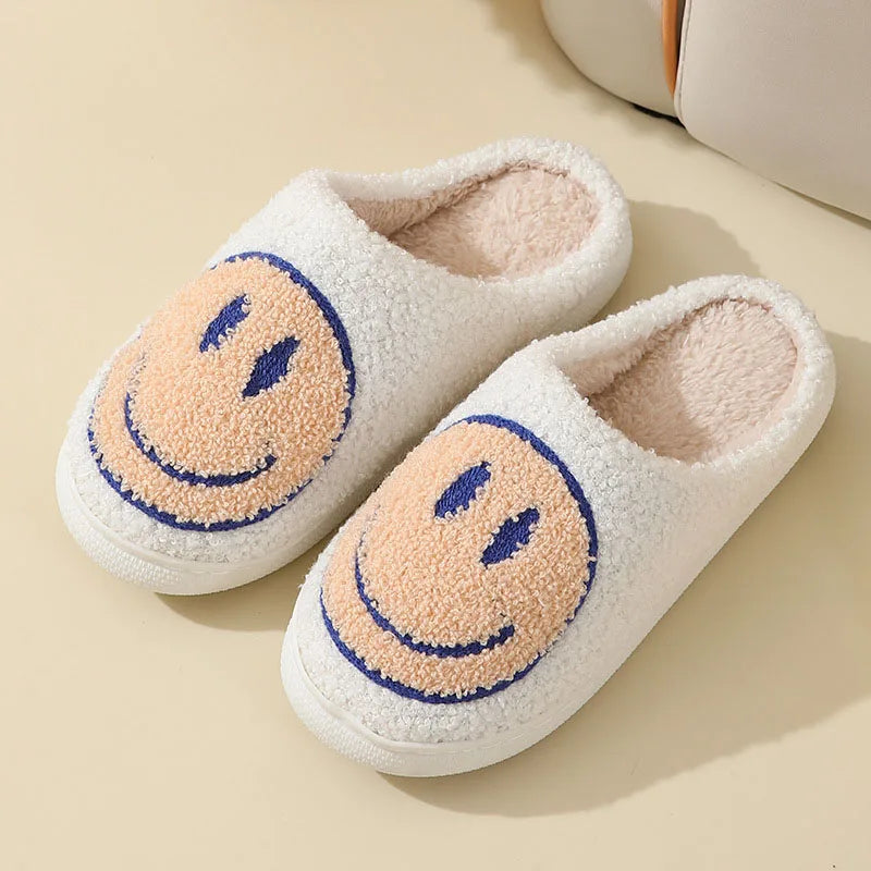 Sorriso carino Pantofole soffici da donna Inverno Interno Punta chiusa Pantofole calde per coppia Donna antiscivolo Tacco piatto Pelliccia Scivoli per la casa Scarpe