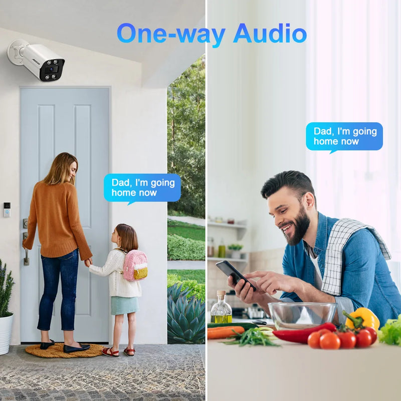 ASECAM 4K 8MP Telecamera IP CCTV esterna POE Audio H.265 Onvif AI Rilevazione