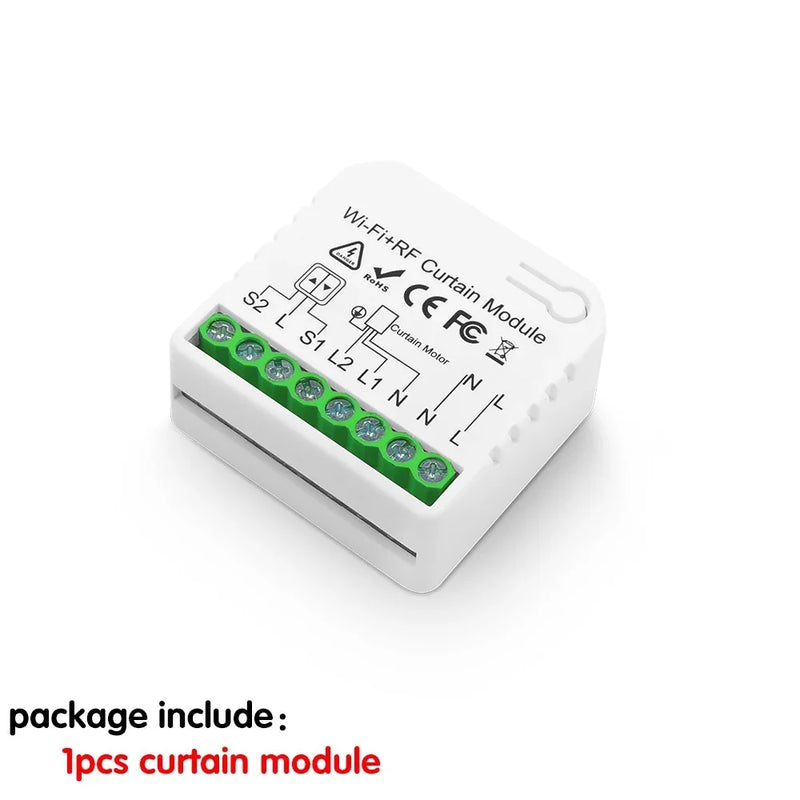 Interruttore per tende Wifi Rf Tuya Smart Life Modulo per tapparella 433 mhz 5-IN-1 Telecomando, per tende per porte e finestre del garage Alexa