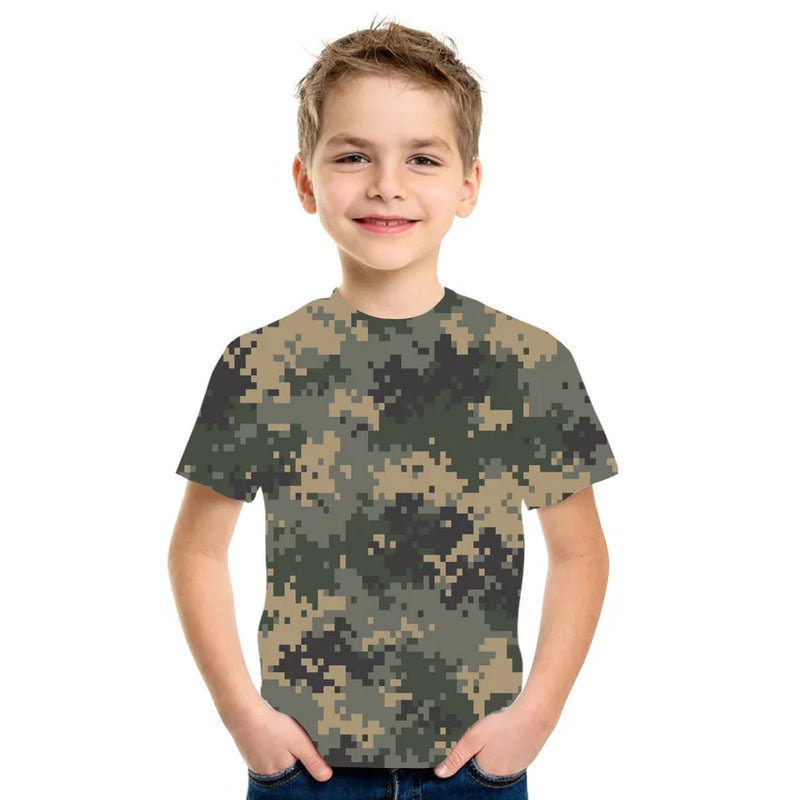 Abbigliamento per bambini Camouflage Colore Stampa 3D T-shirt Ragazzi Ragazze 2-10 - immagine 2