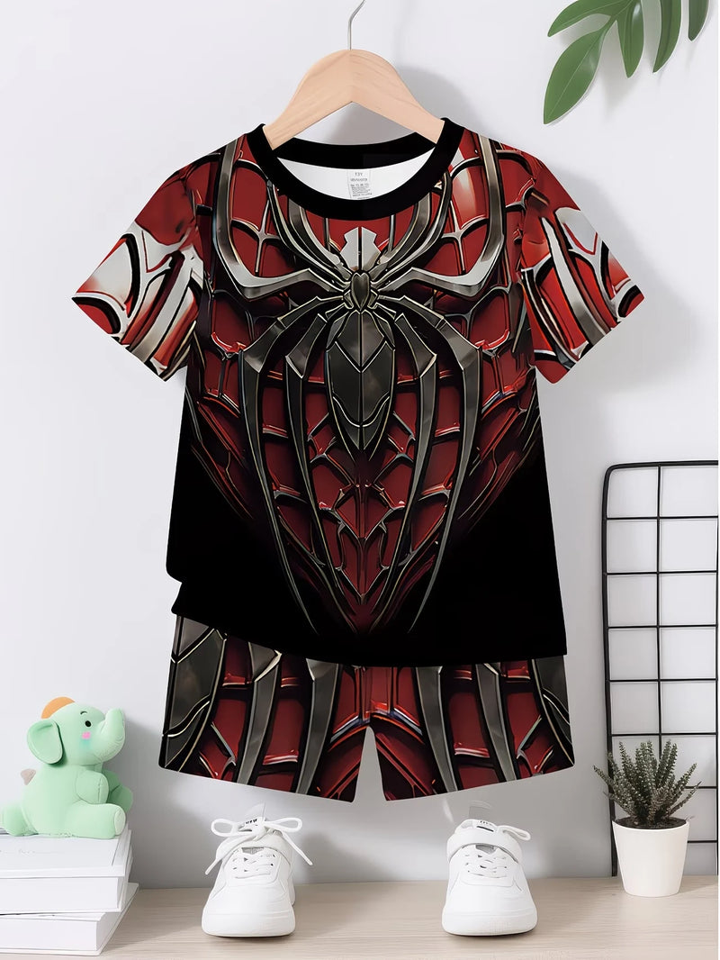 Completo estivo da 2 pezzi per ragazzi set rosso blu - immagine 6