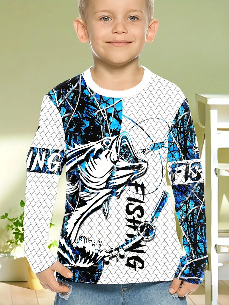 Magliette grafiche da pesca Abbigliamento per bambini Autunno Manica lunga Top - immagine 7