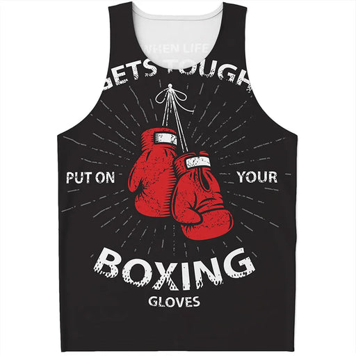 Guantoni da boxe canotta stampata in 3D uomo estate sport Fitness camicie senza