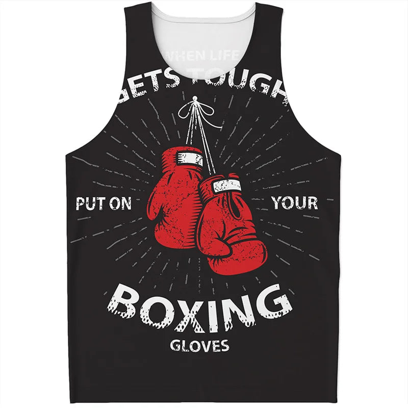 Guantoni da boxe canotta stampata in 3D uomo estate sport Fitness camicie senza - Vest-ZXA42639 S - immagine 33