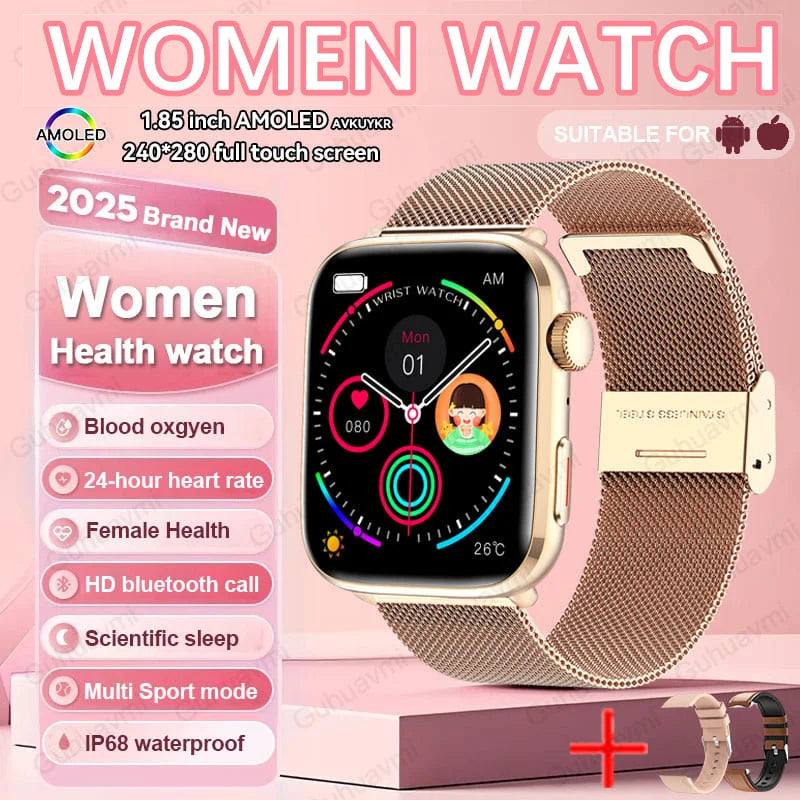 nuove donne uomini AI Smart diagnosi orologio HRV PPG pressione sanguigna - Gold Mesh Belt 2A - immagine 2