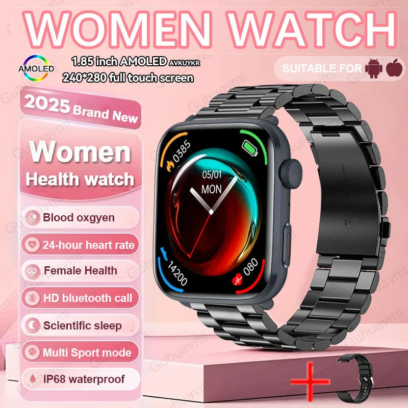 nuove donne uomini AI Smart diagnosi orologio HRV PPG pressione sanguigna - Black Steel - immagine 26