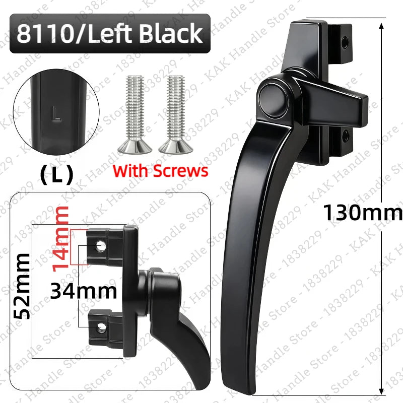 Serratura KAK per Porte e Finestre con Apertura a Pressione - 8110-Left-Black - immagine 6