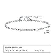 Bracciale a catena da donna color argento bracciali impilabili in acciaio inossidabile - immagine 12