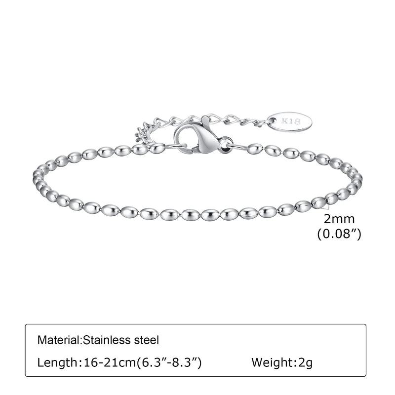 Bracciale a catena da donna color argento bracciali impilabili in acciaio inossidabile - immagine 12