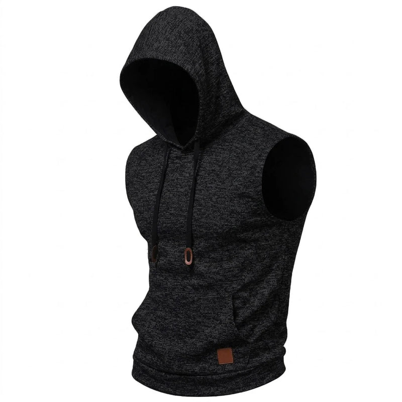 Felpa Senza Maniche da Uomo Leggera con Cappuccio - Black S(US 36) - immagine 7