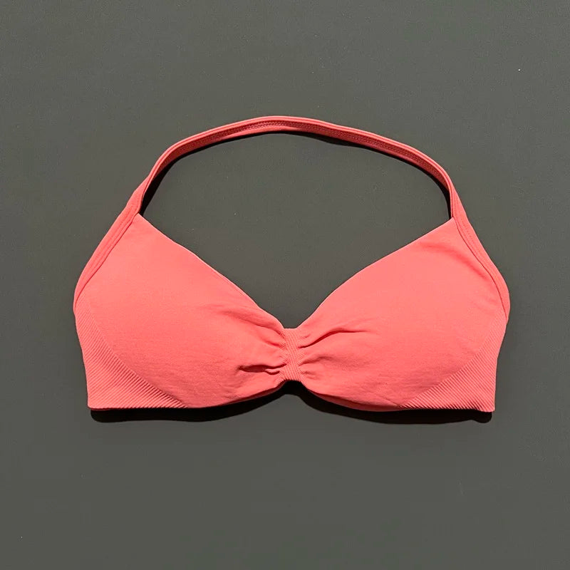 Reggiseno sportivo con spalline Intimo yoga Donna Palestra Top Corsa Esercizio senza - Coral Pink - immagine 10