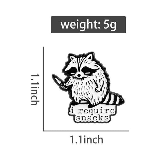 I Require Snack Spille smaltate Cartoon Trash Panda Procione Spille Distintivi da bavero Divertenti gioielli con animali Regalo per bambini Amici