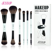 Jessup Set di pennelli per trucco bifacciali Fondotinta Contorno Blush Miscelazione