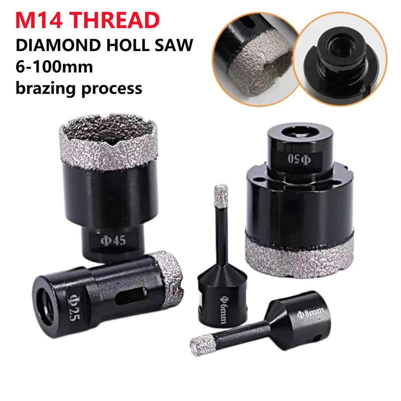 1 pz Dry Diamond Porcelain Drilling Core Bits piastrelle di ceramica Hole Saw Cutter granito marmo punte da trapano con M14 Thread Opener