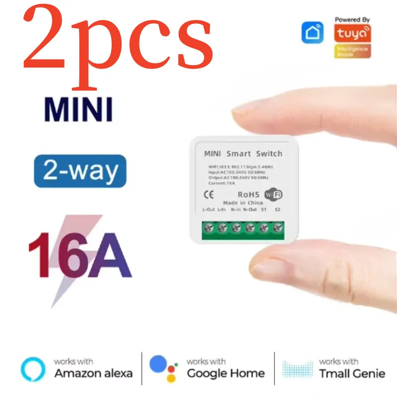 Tuya Mini 16A WiFi Switch Smart Life App Controllo bidirezionale Modulo domotico intelligente Interruttore Funziona per Alexa Google Home