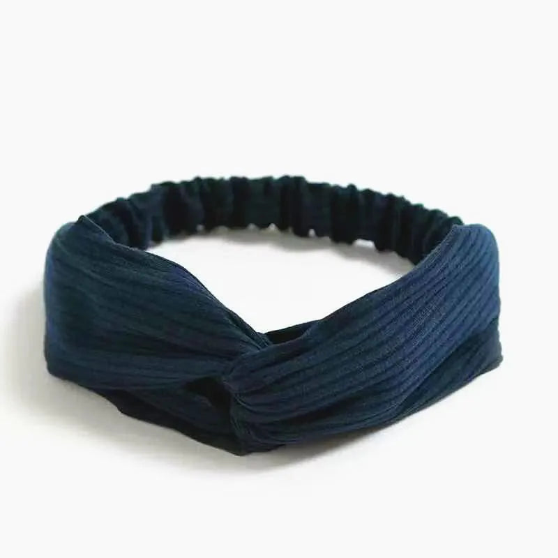 New Boho Women fasce morbide con stampa solida fasce per capelli elastiche con nodo incrociato Vintage turbante bandane fasce per capelli per ragazze accessori per capelli