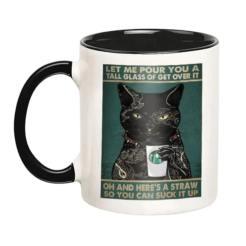 Tazza da tè pomeridiano per gatti da 11 once tazza da caffè multifunzionale in ceramica tazza da caffè in porcellana tazza da caffè tazza da caffè per gli amanti dei gatti