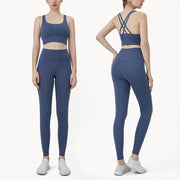 Completo fitness donna ZHUMU GYM – set yoga 2 pezzi con leggings con tasche, traspirante e quick dry - Campeda