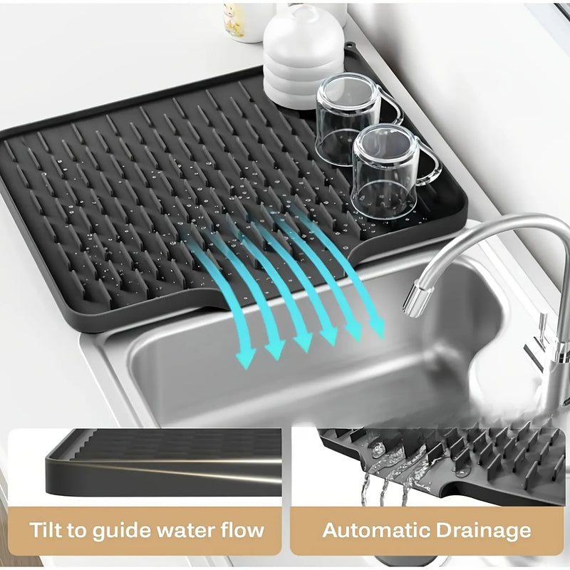 Tappetino Scolapiatti in Silicone con Drenaggio Integrato Pratico, resistente e facile da pulire per cucina e lavello