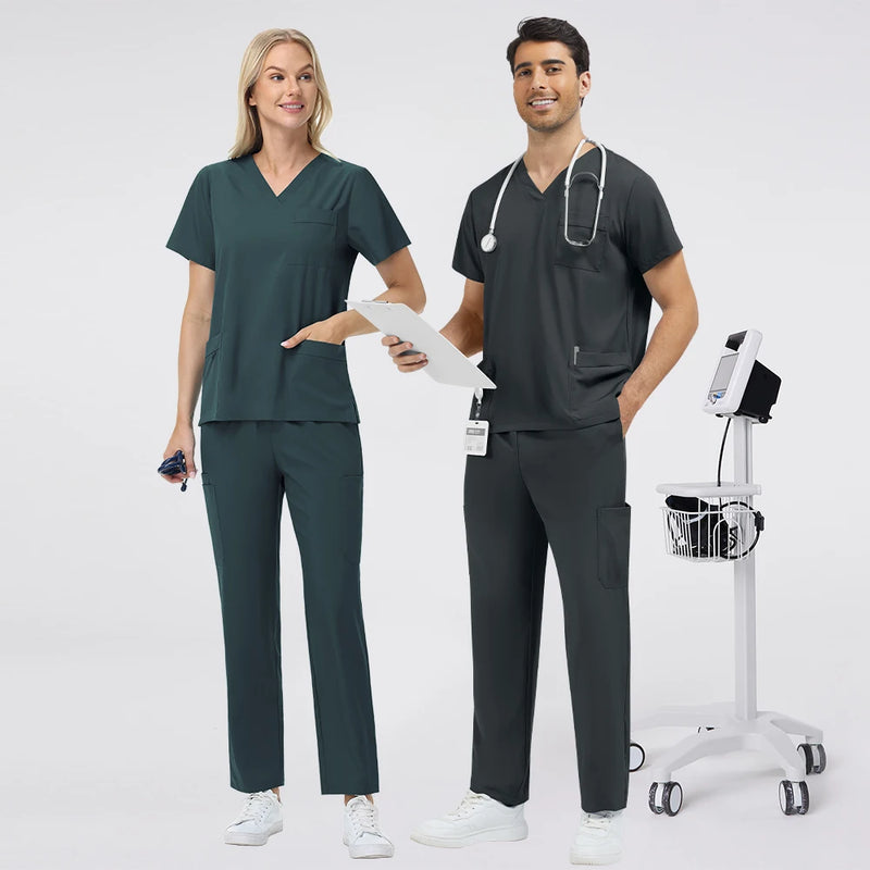 Abbigliamento da lavoro uomo Scrub clinici alla moda Set Uniformi mediche ospedaliere - immagine 3