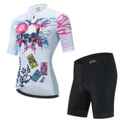 Maglia da Ciclismo estiva set abbigliamento donna tuta bici MTB a maniche corte - immagine 2