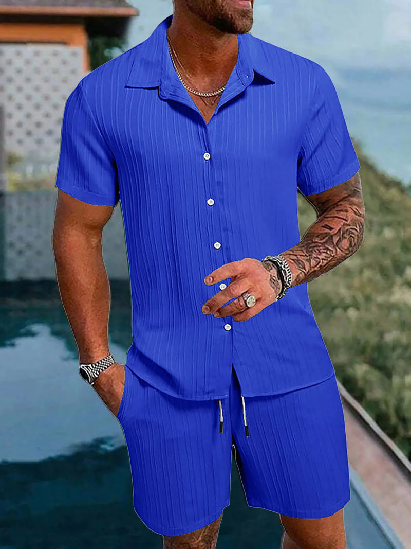 Tuta sportiva uomo 2 pezzi – polo maniche corte e pantaloncini a coulisse leggeri per primavera ed estate