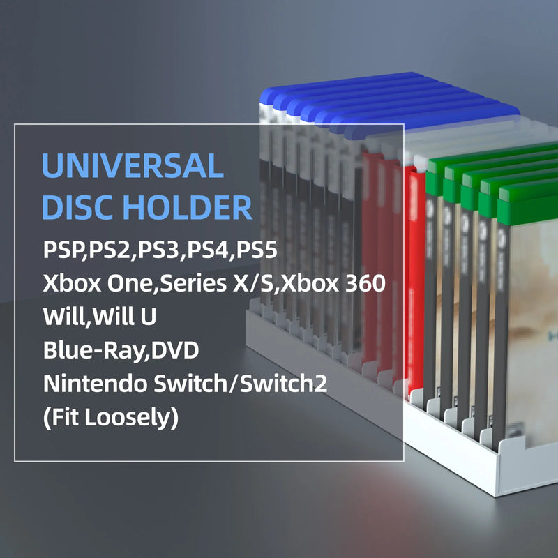 Torre di supporto per videogiochi per PS5/PS4/PS3/Xbox Series S e X/Xbox one Game, supporto universale per dischi di gioco Verticale Blu Ray C