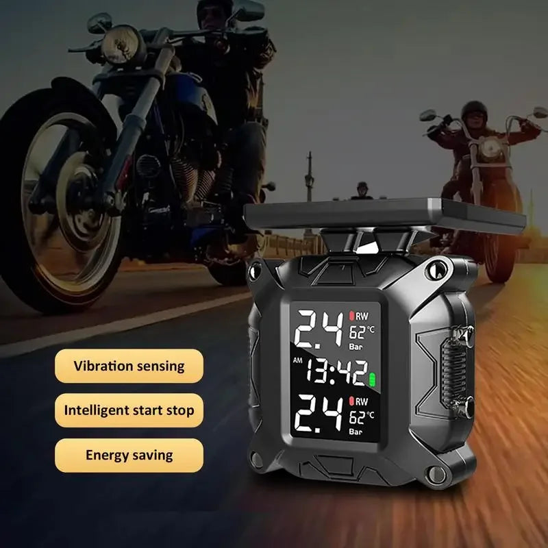 Moto TPMS Energia solare Monitor della pressione dei pneumatici Sistema di monitoraggio della pressione dei pneumatici in tempo reale Sistema di allarme con sensore di temperatura
