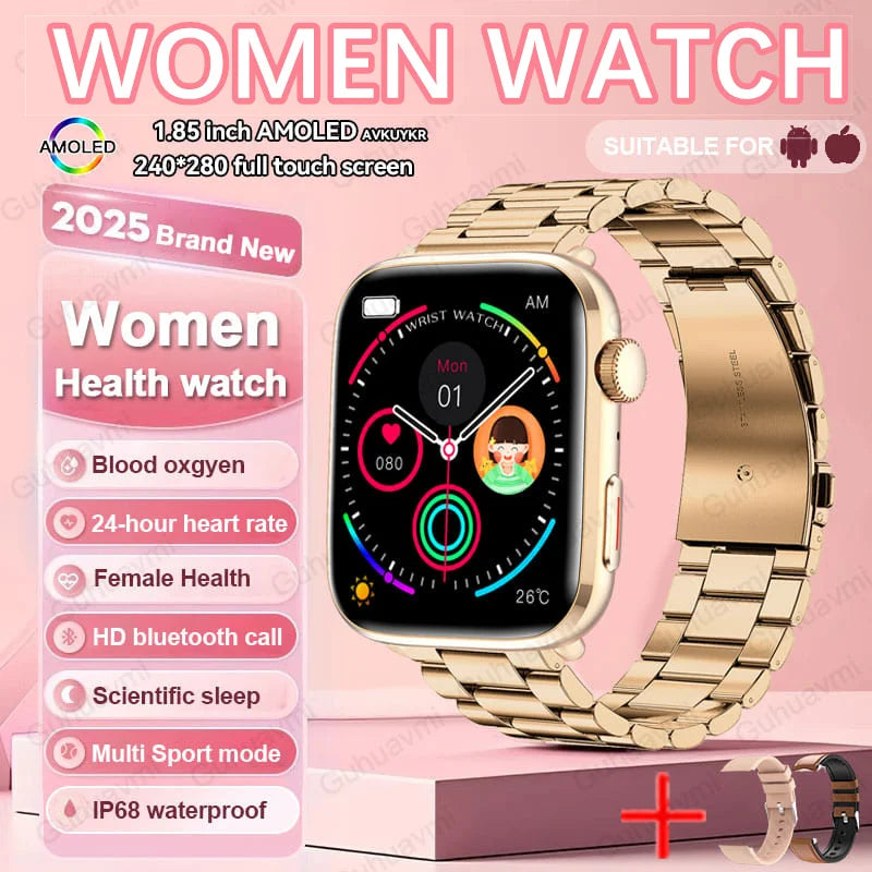 nuove donne uomini AI Smart diagnosi orologio HRV PPG pressione sanguigna - Gold Steel 2A - immagine 10