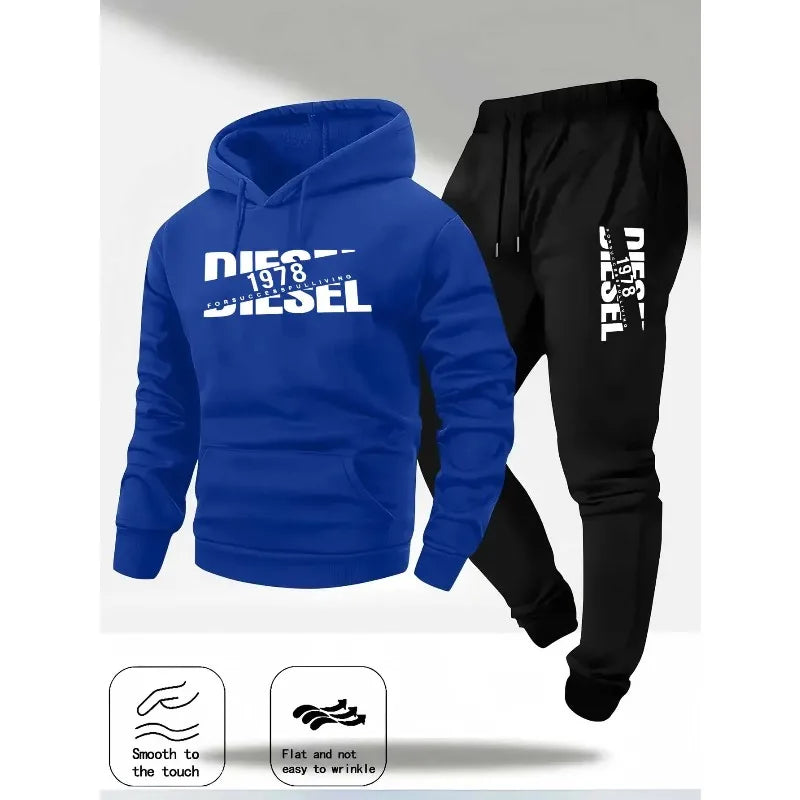 Tuta sportiva uomo 2 pezzi – felpa con cappuccio e pantaloni casual, outfit primavera, autunno/inverno moda streetwear - Campeda