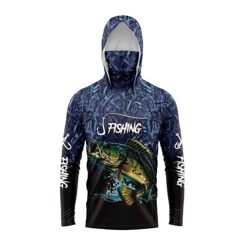 MALFC Camicia da pesca con cappuccio uomo maglietta a maniche lunghe protezione UV - immagine 5