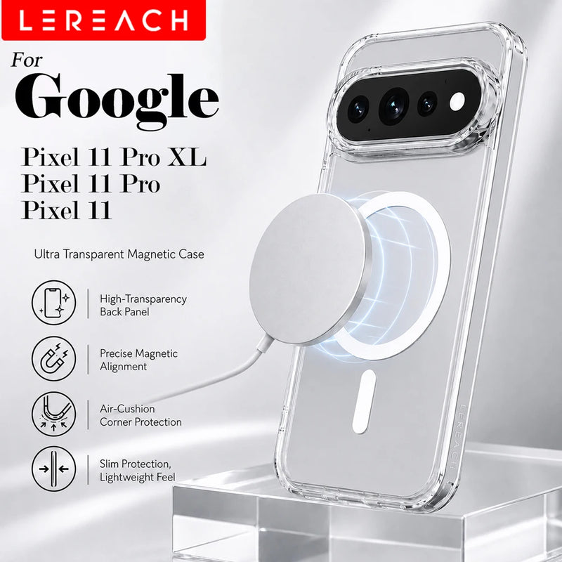 Lereach per Google Pixel 11 Pro XL 11Pro Custodia Magnetica Trasparente Ultra-Sottile