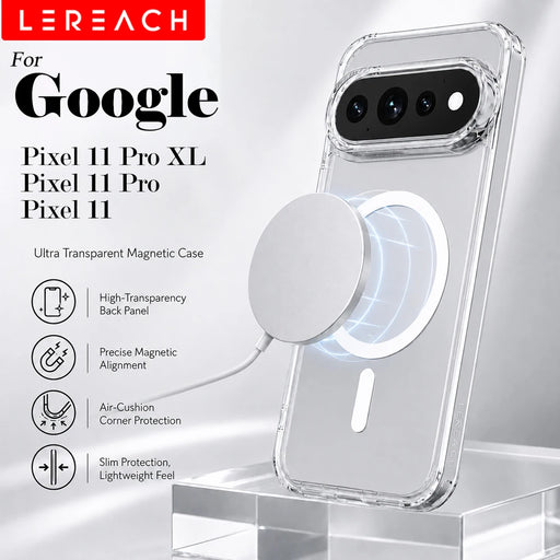 Lereach per Google Pixel 11 Pro XL 11Pro Custodia Magnetica Trasparente Ultra-Sottile