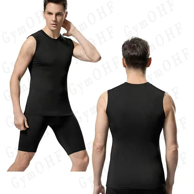 Canotta uomo compressione in Lycra – maglia palestra traspirante ad asciugatura rapida per corsa e fitness