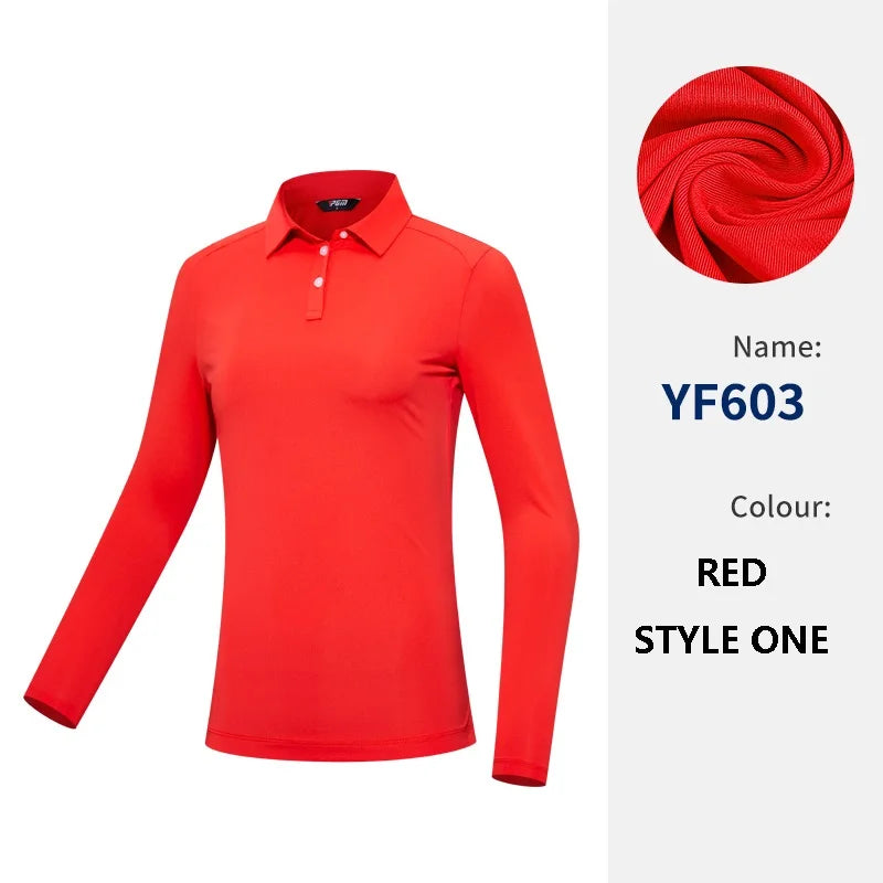 PGM Polo da golf donna ad alta elasticità T-shirt traspirante a maniche lunghe - immagine 12