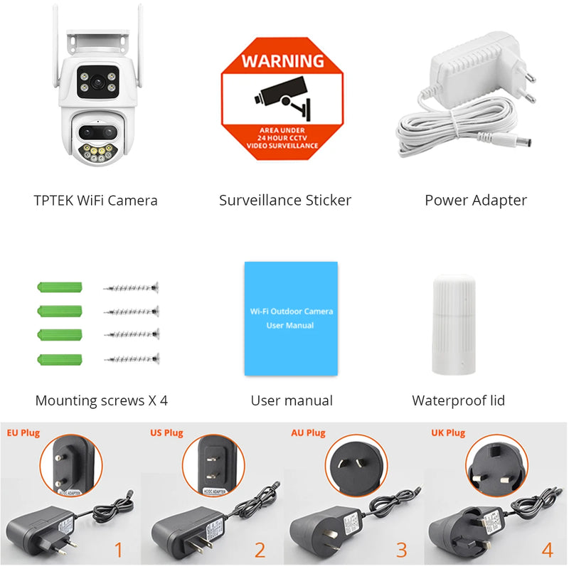 Telecamera Wifi da 9MP 6MP IP PTZ esterna Sicurezza Tre lenti Doppio schermo Ai Rilevazione umanoide Telecamera di sorveglianza con tracciamento automatico iCSee