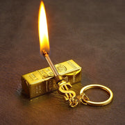 portachiavi accendino a forma di barra d'oro impermeabile/antivento fuoco aperto fumo - immagine 7