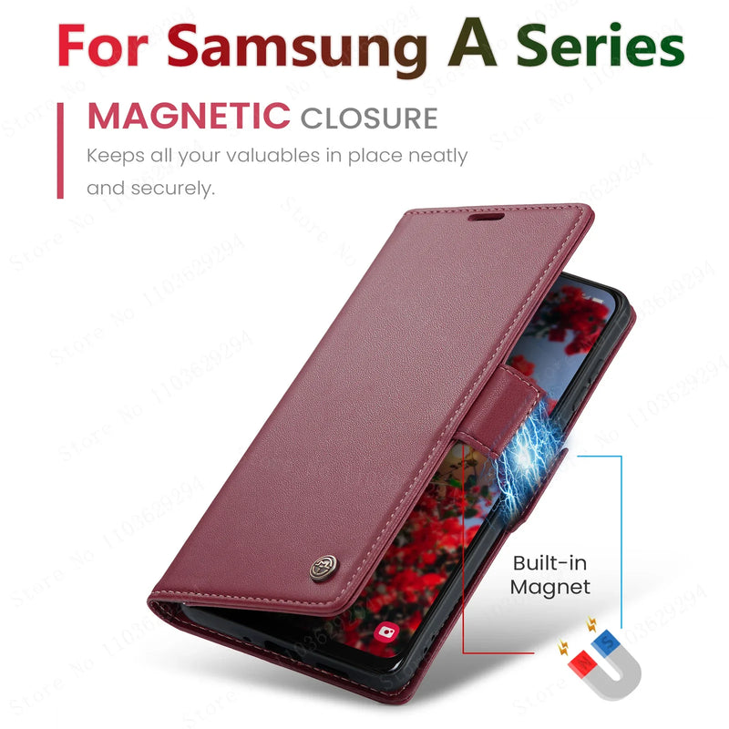 Custodia a portafoglio in pelle di lusso per Samsung Galaxy A54 55 53 52 71 72 73 51 34 32 15 Serie Custodia per cellulare Slot per schede Flip Cover