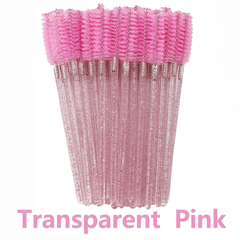 ANNAFRIS 50 Pz Spazzola per ciglia usa e getta Testa morbida Pennello sopracciglia - Trasparente Rosa - immagine 4