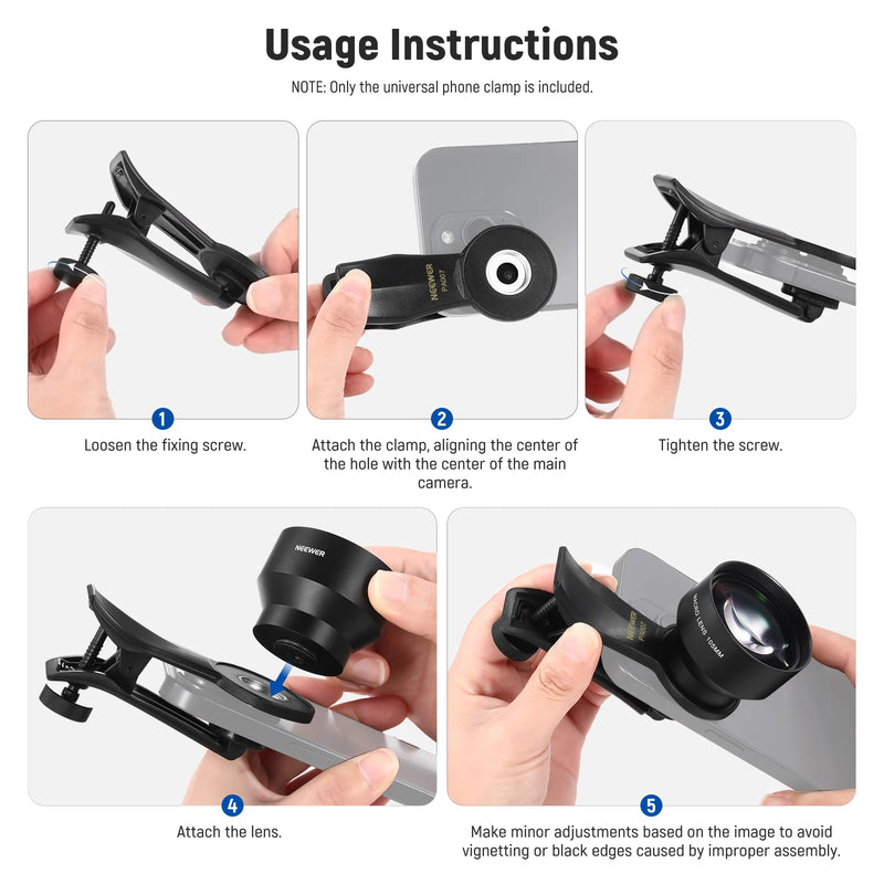 NEEWER Morsetto universale per telefono obiettivo filettato da 17 mm - immagine 5