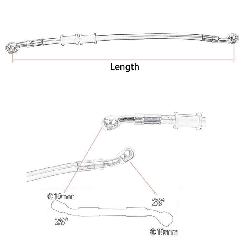Cavo per Tubo Freno Moto in Treccia Acciaio DOT 400-2400mm – Cavo Idraulico Banjo 10mm per Suzuki Kawasaki Yamaha Racing - Campeda