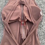 Pantaloncini da yoga attillati in vita con scrunch tinta unita Set donna cerniera - immagine 3
