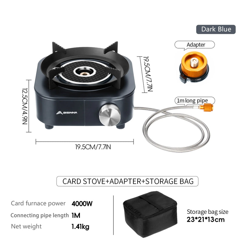 Fornello da Campeggio BISINNA 4000W – Stufa a Gas Portatile ad Alta Potenza con Accensione, Bruciatore Outdoor Trekking Picnic