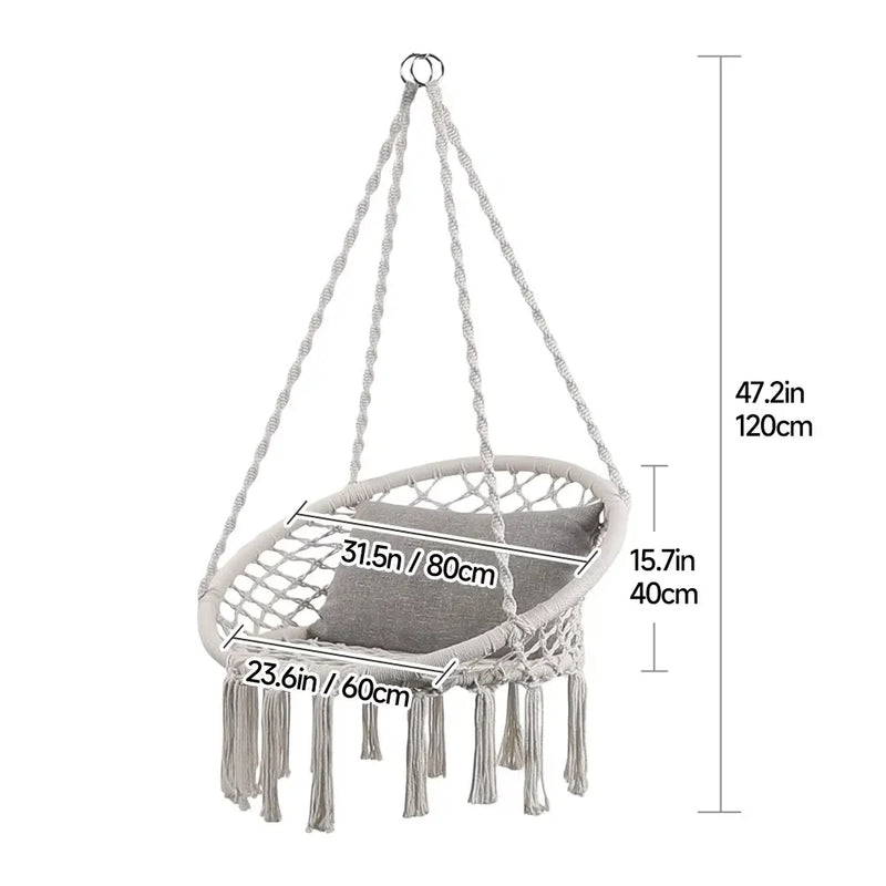 Sedia a dondolo per il tempo libero Corda di cotone intrecciata in stile nordico Camera da letto di casa Sedia pigra Sedia da giardino per esterni Sedia rilassante Sedie da spiaggia