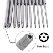Set di punte di sicurezza Torx da 11 pezzi Set di cacciaviti di sicurezza magnetici in acciaio S2 Set di cacciaviti a stella da 50/100mm per vuoto di squalo T6-T40